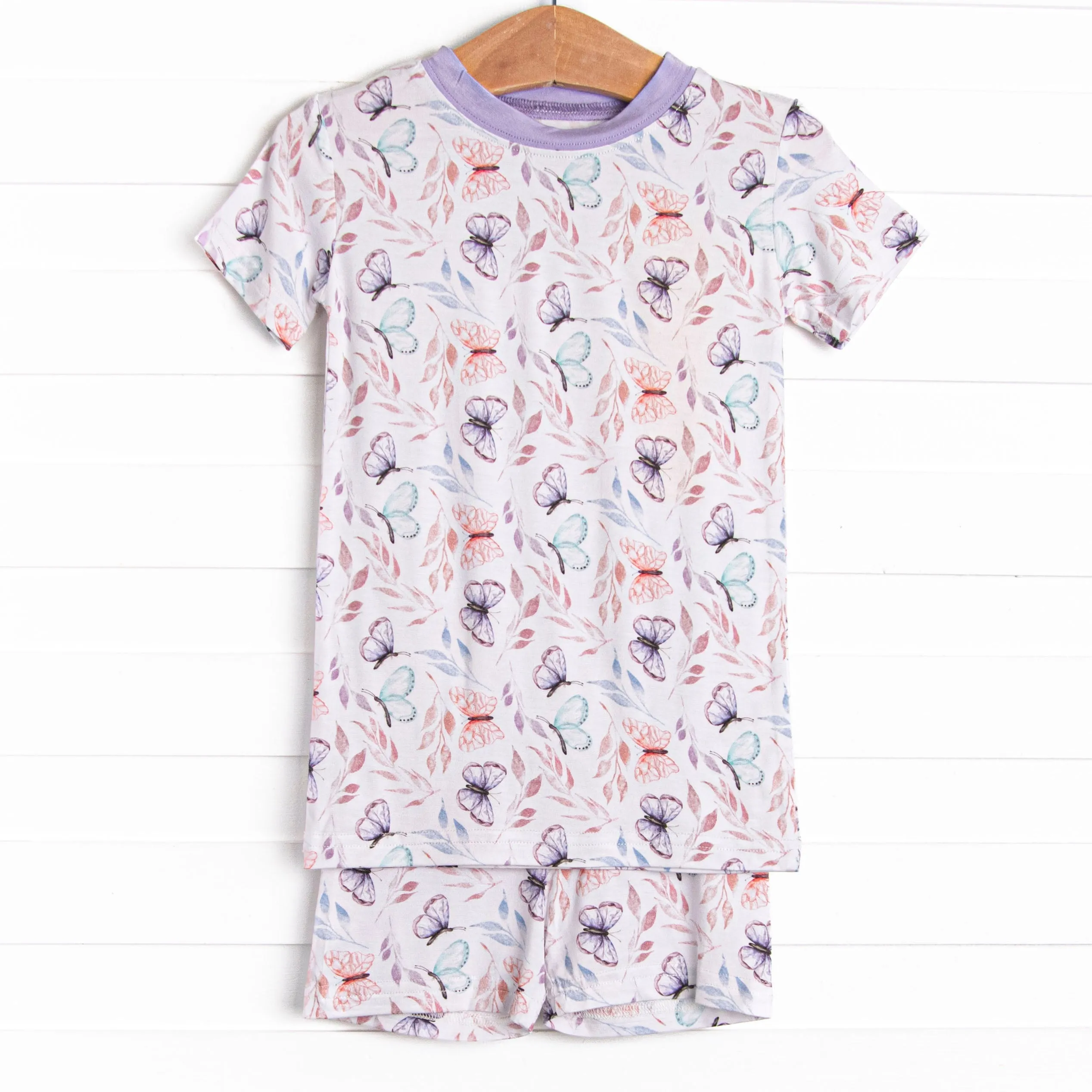 Whispering Wings Bamboo Pajama Short Set, Purple