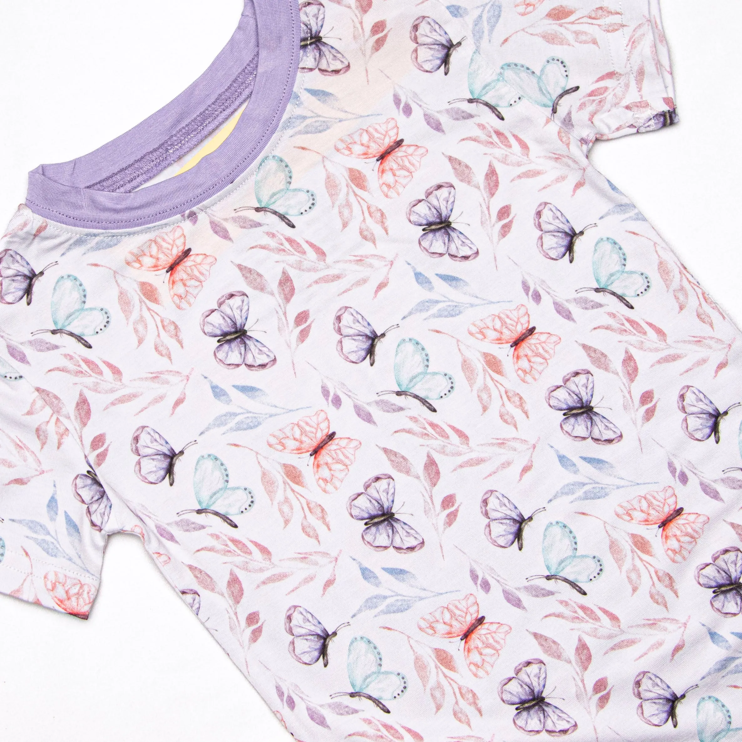 Whispering Wings Bamboo Pajama Short Set, Purple
