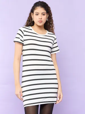 White Tee with Black Stripes