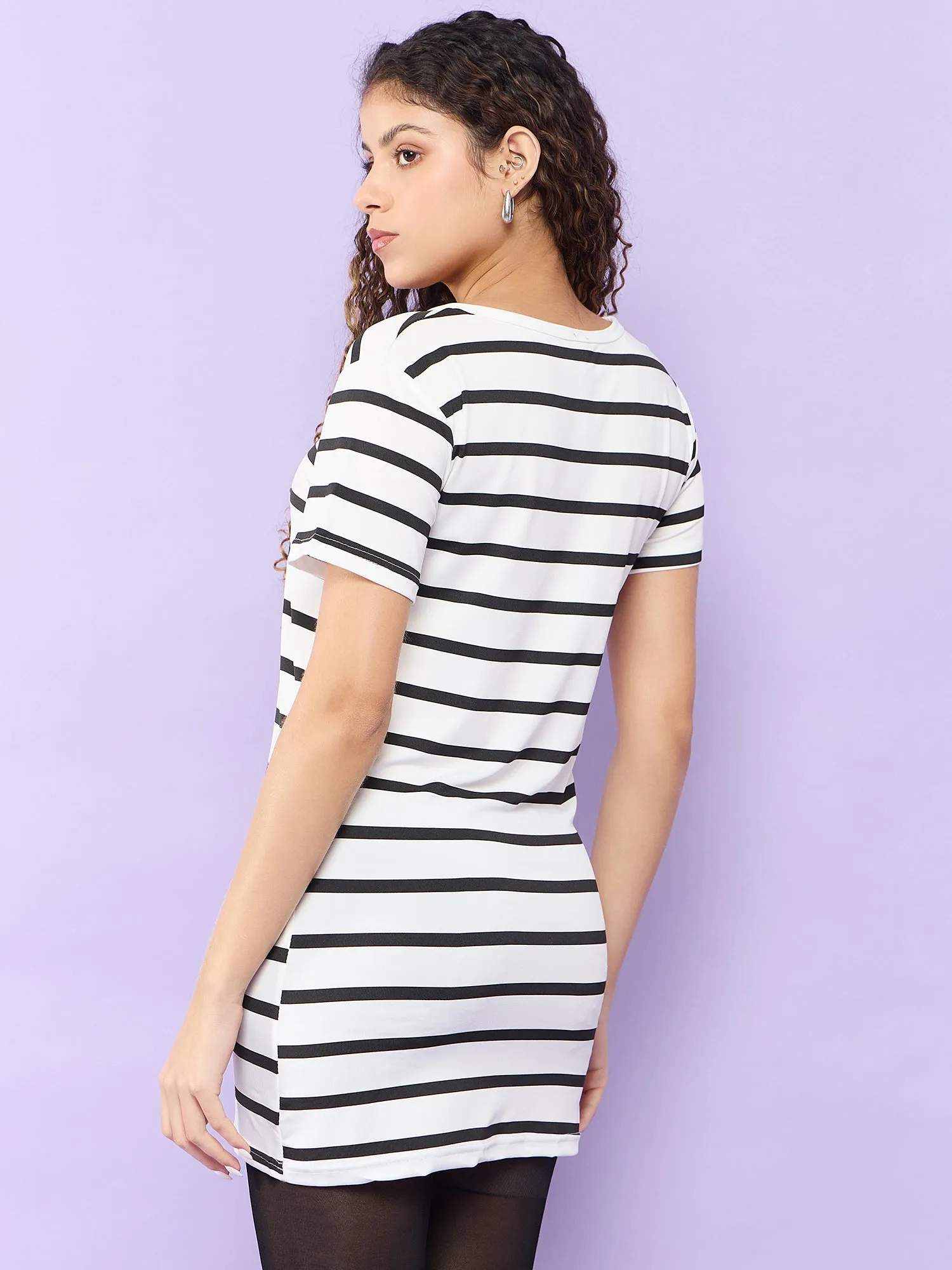 White Tee with Black Stripes