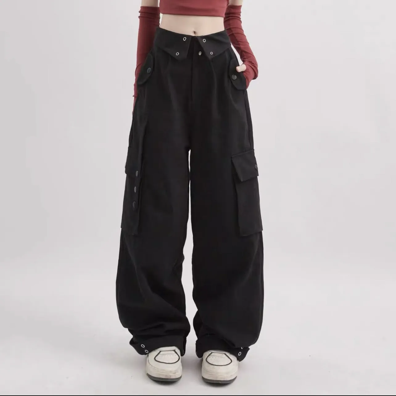 Women’s High Waist Long Cargo Pants with Pockets