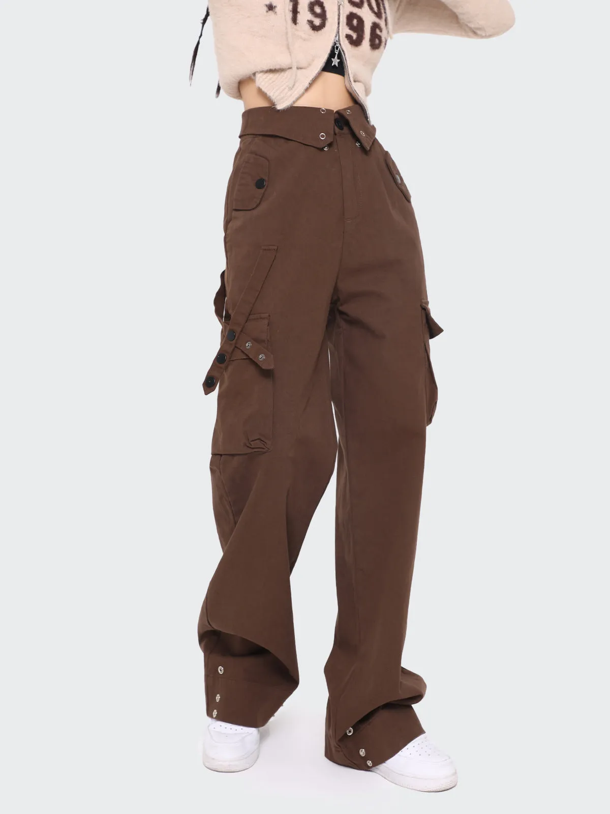 Women’s High Waist Long Cargo Pants with Pockets