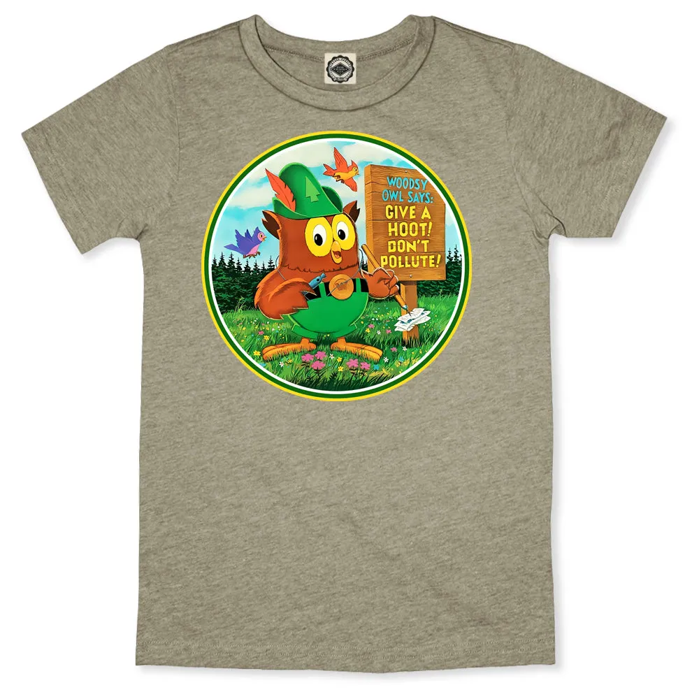 Woodsy Owl Retro 70's Logo Kid's Tee