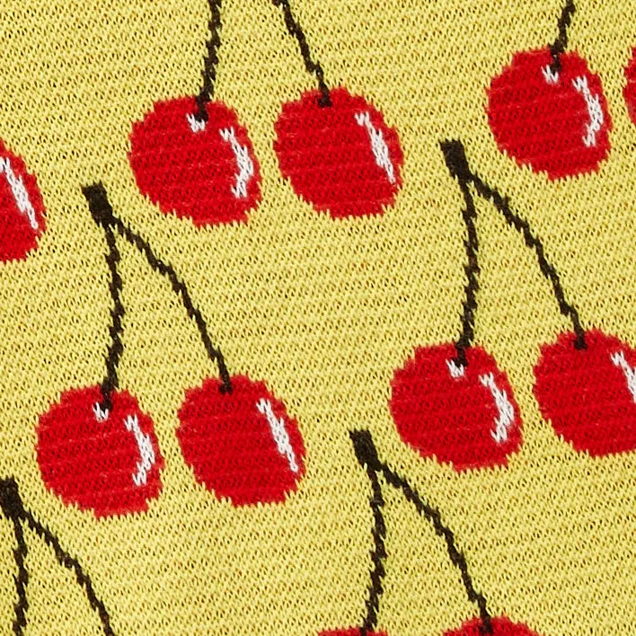 YELLOW BERMUDAS WITH CHERRY PATTERN