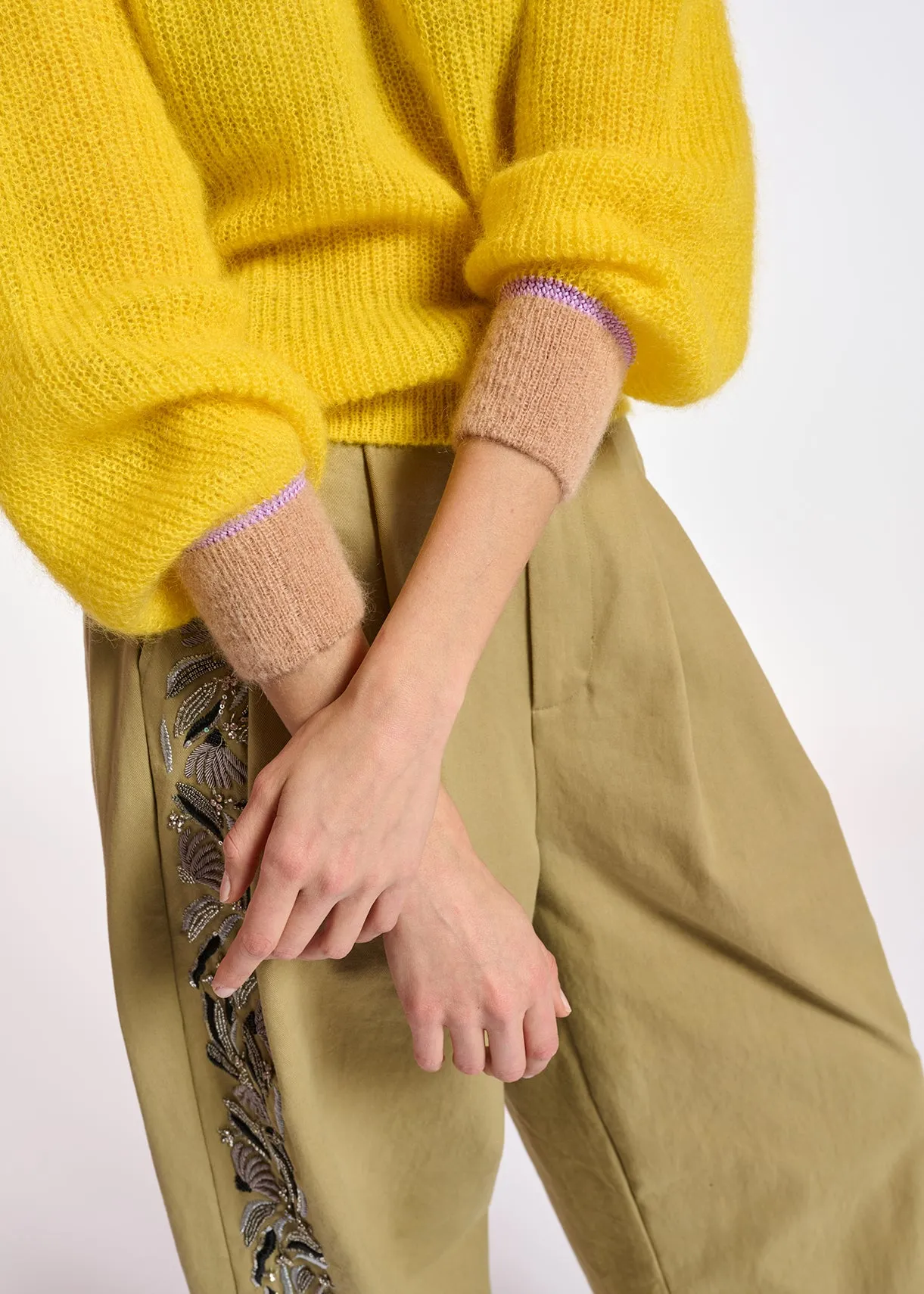 Yellow mohair-blend knit
