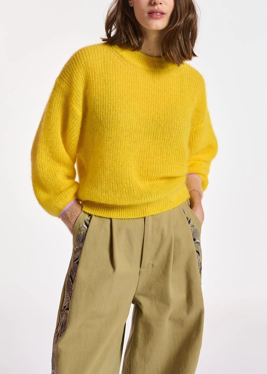 Yellow mohair-blend knit