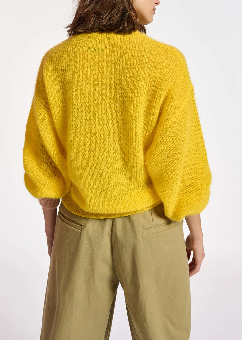 Yellow mohair-blend knit