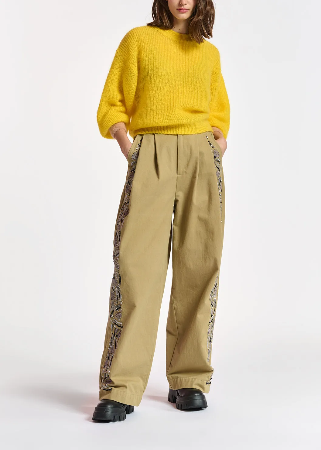 Yellow mohair-blend knit
