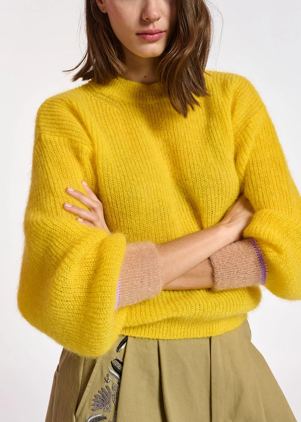 Yellow mohair-blend knit
